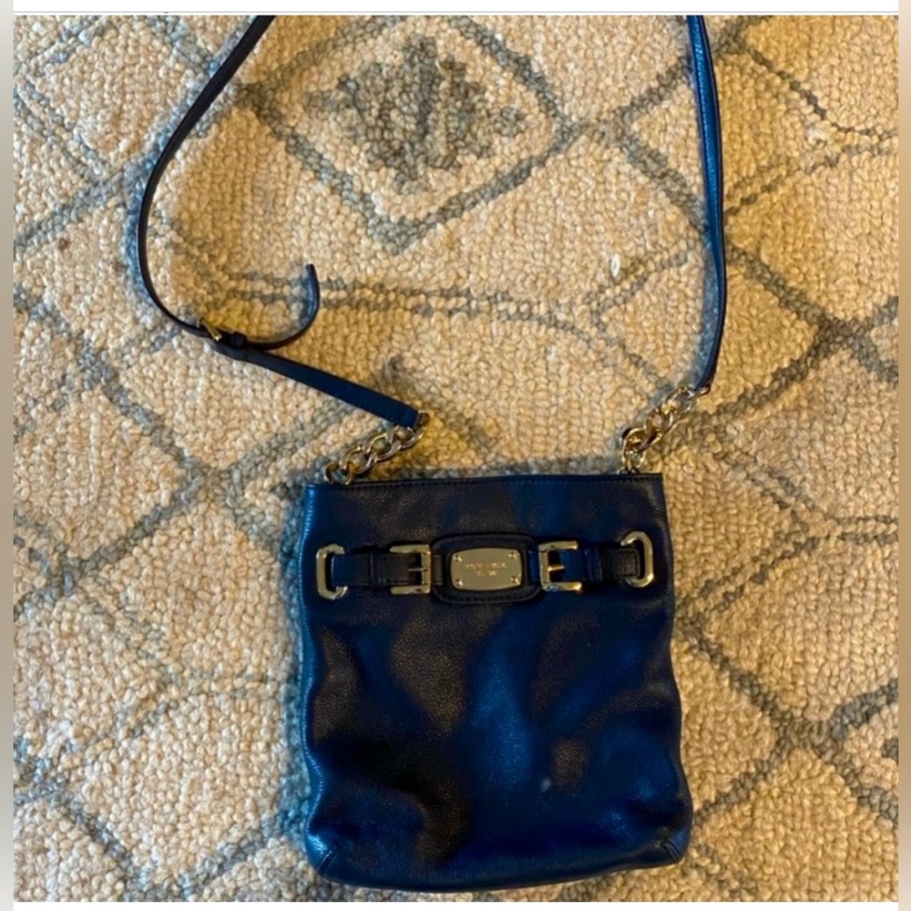 Michael Kors navy blue leather crossbody